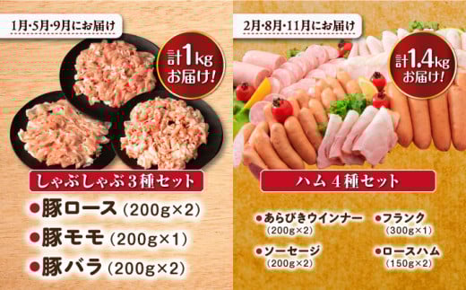 豚 豚肉 ハム ウインナー しゃぶしゃぶ 食べ比べ 定期便 セット コース 