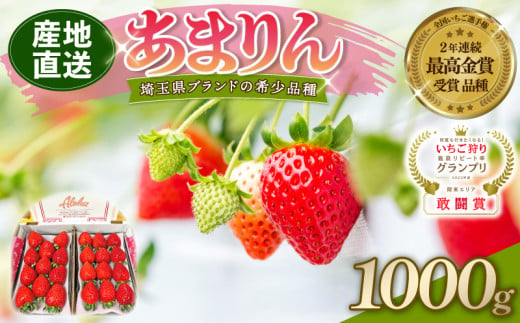 あまりん DXパック 1kg （ 250ｇ × 4P ）  いちご 苺 ストロベリー 産地直送 ご当地 果物 くだもの フルーツ デザート 食品 冷蔵 ロコファーム 埼玉県 羽生市 1446851 - 埼玉県羽生市