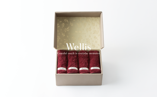 Wellis【極上の肌心地】ウォッシュタオル4枚　ギフトセット　ボルドー（009_5043_04） 1186161 - 大阪府熊取町