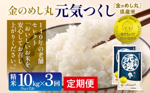 金のめし丸 元気つくし 合計30kg 10kg (5kg×2袋) ×3回 定期便 白米 精米 お米 ご飯 米 精米 お取り寄せ 福岡 お土産 九州 福岡県産 グルメ 福岡県 1729147 - 福岡県志免町