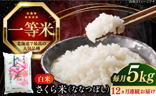 【全12回定期便】【令和6年産新米】【特A】一等米 さくら米（ななつぼし）5kg《厚真町》【とまこまい広域農業協同組合】  米 お米 白米 ななつぼし 特A 一等米 北海道[AXAB007] 216255 - 北海道厚真町