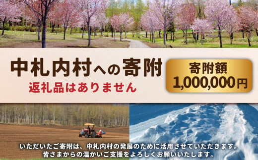 中札内村への寄附（返礼品はありません） 1口 1,000,000円 100万円 北海道 中札内村 寄附のみ 寄附 [038-0022] 1723288 - 北海道中札内村