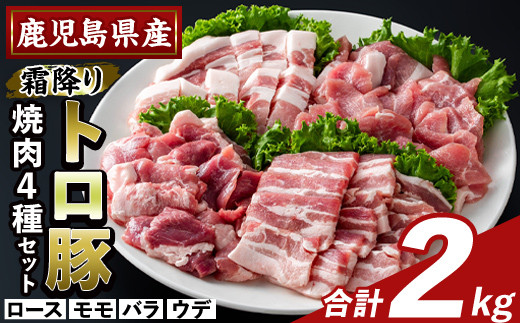 K-379-B 鹿児島県産霜降りトロ豚 焼肉用バラエティセット(合計2kg)【ふるさと産直バザール】霧島市 ロース バラ ウデ モモ 焼き肉 ヤキニク 豚肉 国産 鹿児島県産 肉 精肉 小分け セット 食べ比べ