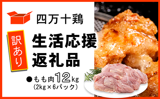 【訳あり】四万十鶏 もも肉 12kg（生活応援返礼品） 1730311 - 高知県中土佐町