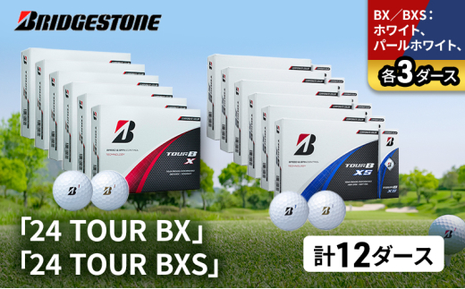 ゴルフ 24 TOUR BX ＆ 24 TOUR BXS  12ダース セット ゴルフボール ボール ブリヂストン BXホワイト、パールホワイト/BXSホワイト、パールホワイト 各3 [№5689-1537]