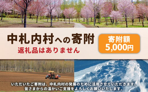 中札内村への寄附（返礼品はありません） 1口 5,000円 北海道 中札内村 寄附のみ 寄附 [038-0017] 1723283 - 北海道中札内村