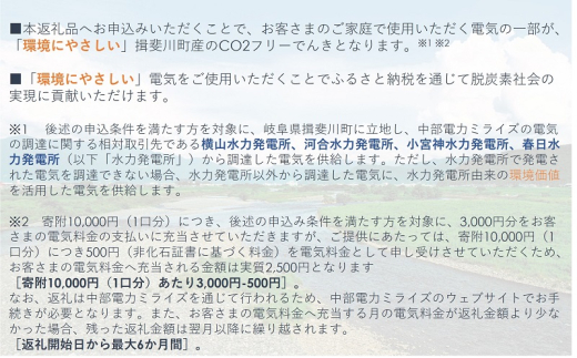 岐阜県揖斐川町のふるさと納税 [№5568-0404]揖斐川町産CO2フリーでんき 30,000 円コース（注：お申込み前に申込条件を必ずご確認ください） 中部電力ミライズ