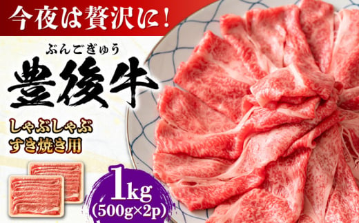 おおいた豊後牛 しゃぶしゃぶすき焼き用（肩ロース・肩バラ・モモ）1kg(500g×2) 日田市 / 株式会社MEAT PLUS　 牛 和牛 [AREI013] 1745884 - 大分県日田市