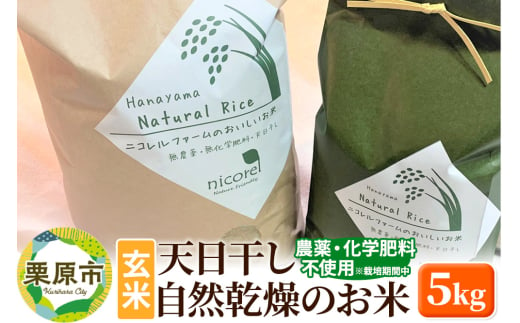 【玄米】(栽培期間中)農薬化学肥料不使用・天日干し自然乾燥のお米 5kg 1270380 - 宮城県栗原市