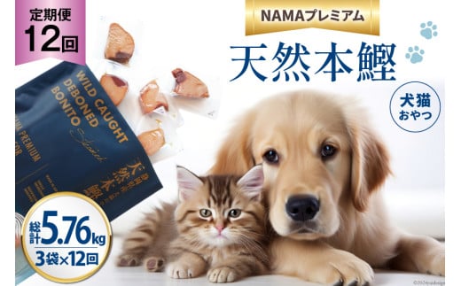 12回 定期便 ペットフード 犬 猫 NAMAプレミアム 犬猫用 おやつ 天然本鰹 160g 3袋 総計5.76kg [25Holdings Japan 静岡県 吉田町 22424414] 犬用 猫用 ドッグフード キャットフード エサ 餌 いぬ ねこ ペット 国産 個包装 1748401 - 静岡県吉田町