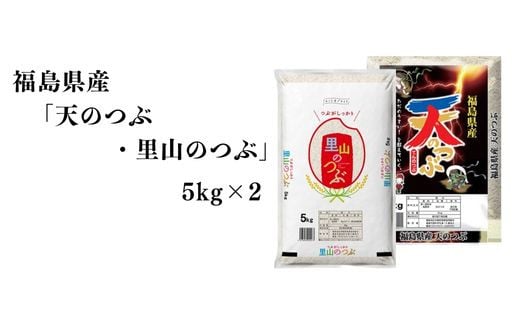 No.3054【令和6年産】福島県産米「天のつぶ・里山のつぶ」食べ比べセット　精米 5kg  2袋 1860435 - 福島県福島市