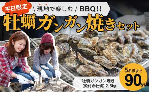 [平日限定]大人気!海鮮BBQ(5名様90分)と牡蠣ガンガン焼きセット