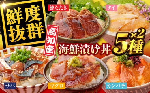 高知の魚5種類が味わえる海鮮漬け丼セット タイ マグロ カンパチ 鰹たたき サバ /各2　【株式会社　七和】 [ATAX019] 1758016 - 高知県高知市