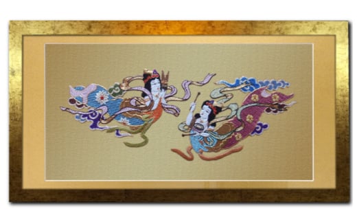 額装用 日本刺繍 「飛天」台生地「金」×額装「ゴールド」 刺繍 伝統工芸 愛西市 / 百武打敷店 [AEBR002] 1761836 - 愛知県愛西市