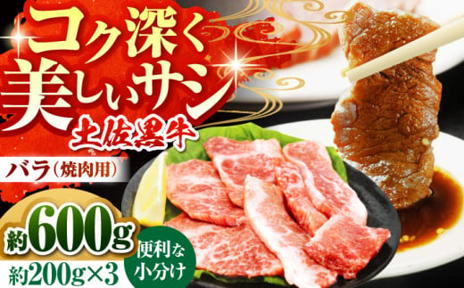 土佐黒牛　バラ（焼肉用）約600ｇ（約200g×3）【高知県食肉センター株式会社】 [ATFC002] 1509932 - 高知県高知市