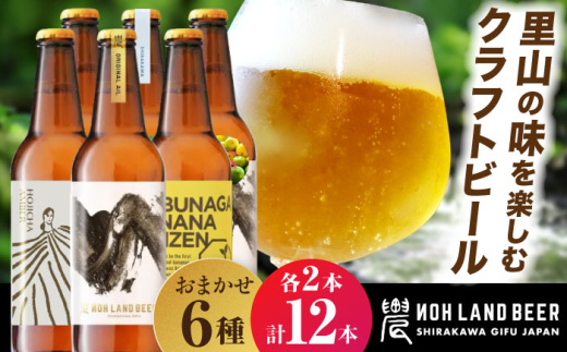 農LAND BEER クラフトビール 6種(各種2本) 計12本 詰め合わせBOX 飲料 お酒 セット 白川町 / Sunpo [AWBC009] 1759089 - 岐阜県白川町