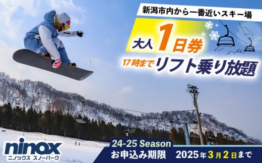 リフト券 1日券 スキー スノーボード 新潟 雪 スポーツ 新発田 観光 ニノックス ninox003