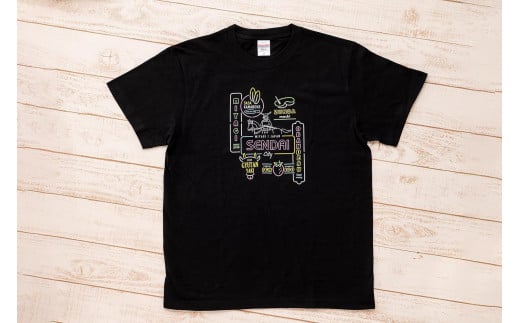 仙台・宮城の観光Tシャツ　「ネオン看板」Tシャツ　Lサイズ［T-02］ 1951497 - 宮城県仙台市