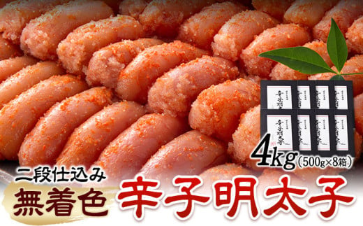 辛子明太子 無着色・二段仕込み 4kg ( 500g × 8箱 ) 株式会社博多の味本舗 《30日以内に出荷予定(土日祝除く)》福岡県 鞍手郡 鞍手町 めんたいこ 明太子 送料無料 1786041 - 福岡県鞍手町