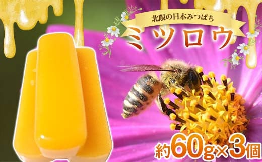 日本みつばち 「ミツロウ」 約60g×3個（約180g） 【西塚農園】 蜜蝋 みつろう ミツバチ 蜂 F21U-299