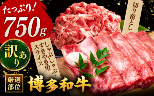 【 訳あり 】 博多和牛  750gセット（スライス肉・切り落とし肉） ▼ しゃぶしゃぶ すき焼き用 黒毛和牛 牛肉 鍋 焼肉 焼き肉 わけあり 訳アリ 切り落とし 牛 おすすめ 人気 国産 桂川町/株式会社 MEAT PLUS[ADAQ024] 1312054 - 福岡県桂川町