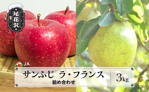 先行予約 サンふじ＆ラ・フランス詰め合わせ 3kg 11月上旬～12月上旬頃発送 令和7年産 2025年産 りんご サンふじ サンフジ洋梨 梨 ラ・フランス ラフランス 詰め合わせ セット アソート 果物 フルーツ 山形県産 送料無料 ja-fsflx3 1809452 - 山形県尾花沢市