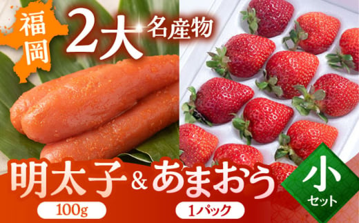 【2024年12月上旬より発送】福岡産 あまおう ＆ ふくや 味の明太子【小】 ▼ めんたいこ 明太子 福岡 イチゴ 苺 セット  桂川町/南国フルーツ株式会社[ADBW001] 1803906 - 福岡県桂川町