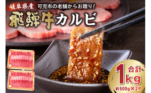 飛騨牛 カルビ 1kg （500g×2） 【 焼肉 肉 牛肉 カルビ 焼肉用 合計1kg 1キロ まとめ買い おうち焼肉 BBQ バーベキュー 肉 花見 和牛 国産牛 黒毛和牛 】