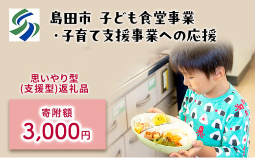 [№5695-1709]【思いやり型(協賛型)返礼品】島田市 子ども食堂事業・子育て支援事業への応援 【返礼品なし】(3000円) 1796777 - 静岡県島田市