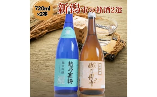 日本酒 飲み比べセット 越後銘門酒会 新潟市の銘酒 飲み比べ 720ml×2本 （越乃寒梅 純米吟醸灑と越乃風雪 純米吟醸）N722A 新潟 セット 辛口 ギフト 正月 年越し 1803936 - 新潟県新潟市