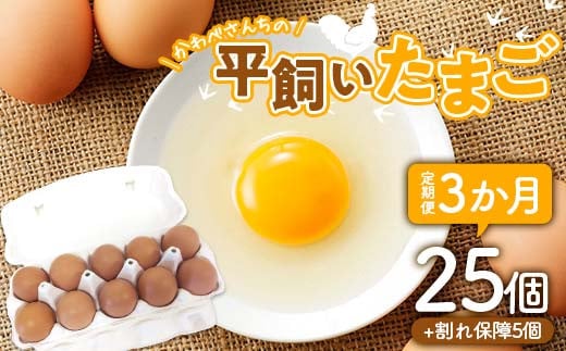 【定期便3か月】かわべさんちの平飼いたまご 25個（プラス割れ保障 5個） 計30個×3か月 計90個 卵 玉子 たまご 生卵 F21K-461 1839505 - 群馬県下仁田町