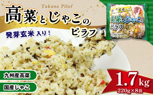 人気 ピラフ 国産発芽玄米入り 九州産 高菜とじゃこの 栄養価の高いピラフ 220g × 8パック | 焼きめし チャーハン 国産原料 九州産 高菜 便利 食品 インスタント お手頃 調理 オススメ | 真岡市 栃木県 送料無料