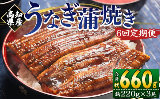 国産 うなぎ 定期便 6回 約220g 3尾 蒲焼き 高知県産 養殖 魚介 国産 海鮮 魚 かばやき 鰻 ウナギ 惣菜 おかず お手軽 加工品 加工食品 冷凍 Wfb-0067