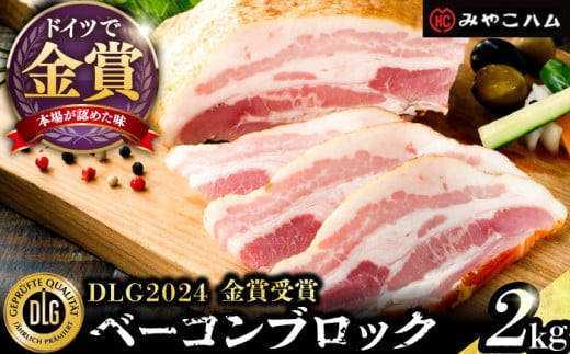 【ドイツで金賞受賞！】ベーコン ブロック 2Kg 《豊前市》【みやこハム】[VAN011]  DLG 2024 金賞 受賞 肉 豚肉 ベーコン ギフト