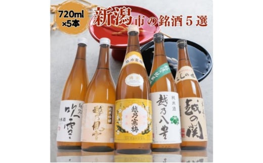 日本酒 飲み比べセット 越後銘門酒会 新潟市の銘酒 飲み比べ 720ml×5本 （越乃寒梅 越乃八豊 越の関 雪乃風雪 越路吹雪）N725A 新潟 セット 辛口 ギフト 正月 年越し 1803929 - 新潟県新潟市