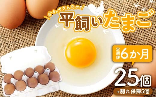 【定期便6か月】かわべさんちの平飼いたまご 25個（プラス割れ保障 5個） 計30個×６か月 計180個 卵 玉子 たまご 生卵 F21K-462 1839506 - 群馬県下仁田町