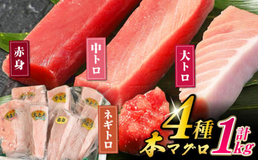 対馬産 本マグロ 4種 計1kg（赤身/中