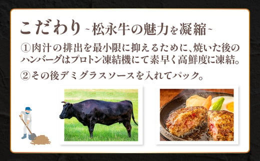 島根県益田市のふるさと納税 松永牧場牛入り ハンバーグ　160g×4個【まつなが牛 石見ポーク 合挽 デミグラス ハンバーグ デミグラスソース 冷凍 簡単 調理 調理済み 湯煎 レンジ 牛 豚 惣菜】