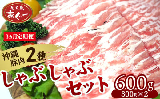 【3ヵ月定期便】【美ら島あぐー】しゃぶしゃぶセット600g（ロース・豚バラ）各300ｇ あぐー バラエティー 沖縄 大宜味村 豚肉 小分け 国産 おつまみ こだわり ぶた アグー 加工品 おいしい 美味しい 取り寄せ 肉 豚 冷凍 まろやか 旨味 1809515 - 沖縄県大宜味村