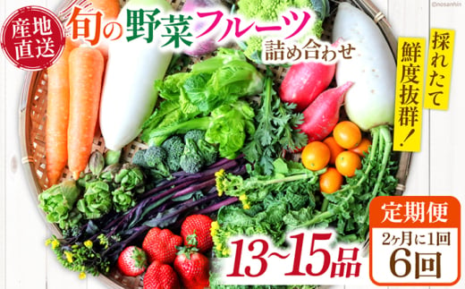 【6回定期便】2ヵ月に1回　「旬の野菜・フルーツ」 詰め合わせ セット（13品〜15品）/ 野菜 定期便 やさい 定期便 野菜セット やさいセット 春野菜 夏野菜 秋野菜 冬野菜 旬新鮮 / 南島原市 /長崎県農産品流通合同会社 [SCB092] 1803991 - 長崎県南島原市