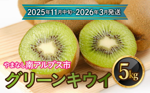 【先行予約】【2025年11月中旬～2026年3月下旬発送分】山梨県南アルプス市産　グリーンキウイ　約5ｋｇ ALPAH037ｰB 1817140 - 山梨県南アルプス市