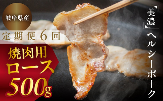 【定期便6回】豚肉 ロース 焼肉 500g 美濃ヘルシーポーク | 豚肉 肉 ぶた ブタ やきにく 焼き肉 冷凍 トキノ屋食品