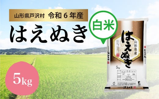 【令和６年産】 山形県産 はえぬき 【白米】5kg (5kg×1袋) ＜配送時期指定可＞ 戸沢村 1817182 - 山形県戸沢村