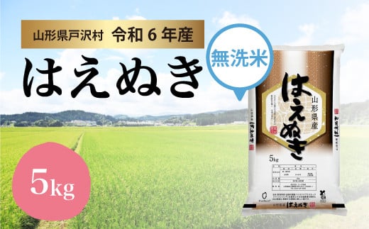 【令和6年産】 山形県産 はえぬき 【無洗米】 5kg（5kg×1袋） ＜配送時期指定可＞ 戸沢村 1817181 - 山形県戸沢村