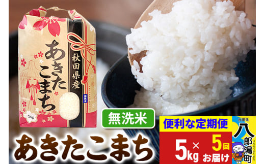 《定期便5ヶ月》あきたこまち 5kg【無洗米】令和6年産 秋田県産 こまちライン 1839319 - 秋田県八郎潟町