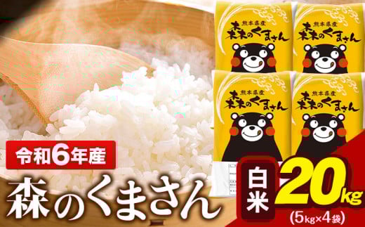 令和6年産 森のくまさん 20kg 5kg × 4袋 白米 熊本県産 単一原料米 森くま《7-14日以内に出荷予定(土日祝除く)予定》 送料無料 1545277 - 熊本県玉東町