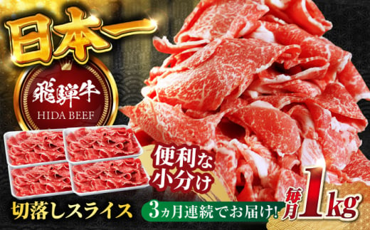 【3回定期便】 飛騨牛 切り落とし 1kg（250g×4P）すき焼き 焼肉 小分け 岐阜市 / 丸福商店 [ANBO048] 1839023 - 岐阜県岐阜市