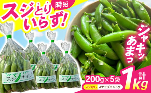 朝採れ新鮮！【すじ無し】おのんすなっぷえんどう200g×5袋　/　やさい　野菜　スナップエンドウ　サラダ　　/　諫早市　/　株式会社ファーム中島 [AHDL001] 1837154 - 長崎県諫早市