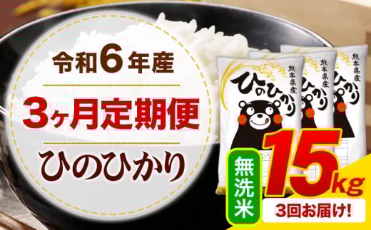 【3ヶ月定期便】令和6年産 無洗米 ひのひかり 定期便 15kg《お申込み月の翌月から出荷開始》令和6年産 熊本県産 ふるさと納税 精米 ひの 米 こめ ふるさとのうぜい ヒノヒカリ コメ お米