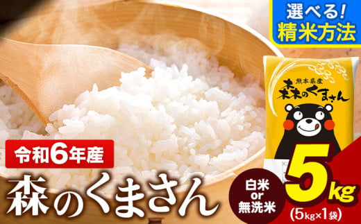 令和6年産 新米 無洗米 も 選べる 森のくまさん 5kg × 1袋 白米 熊本県産 単一原料米 森くま[7-14営業日以内に出荷予定(土日祝除く)][精米方法をお選びください]送料無料